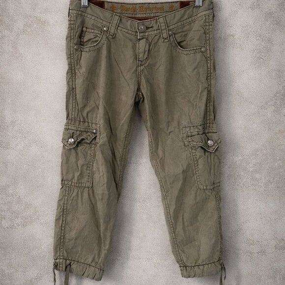 Rock Revival Pants - Rock Revival Khaki Cargo Pants Size 26 Y2K Embroidered
